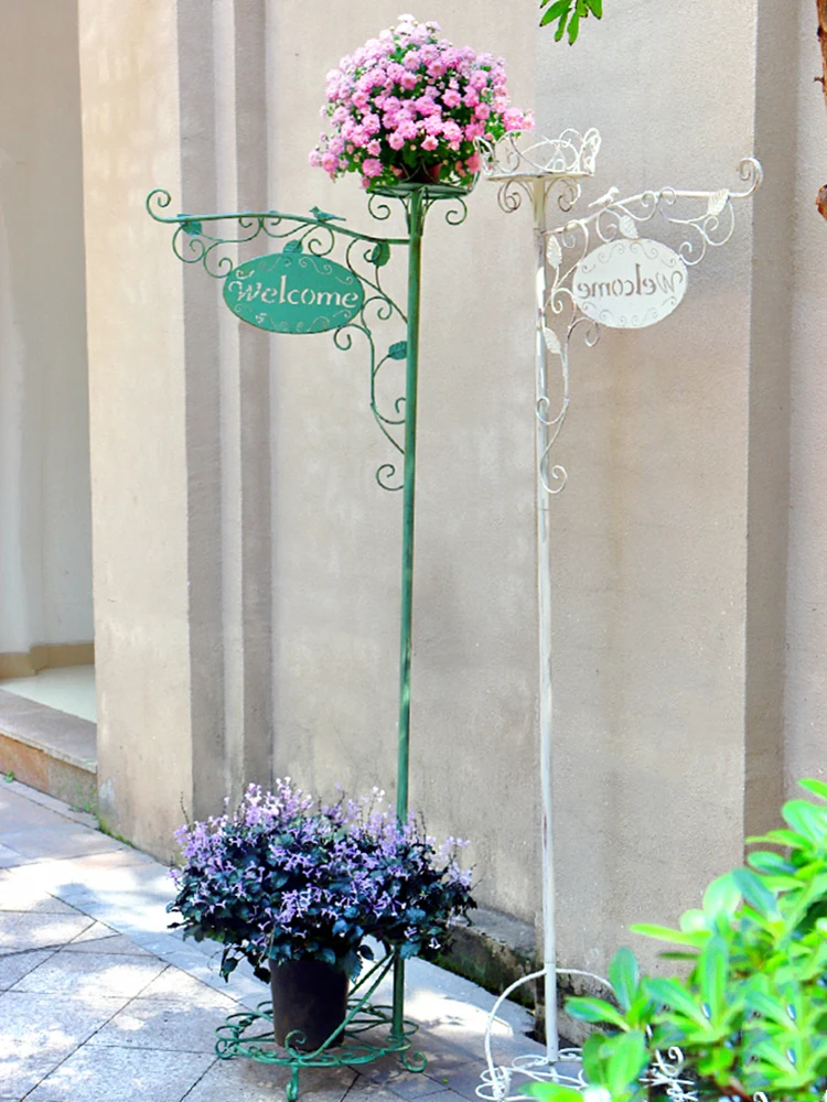 Home Decor Outdoors Courtyard Wrought Iron Floor Decoration Balcony Flower Rack Living Room Plant Climbing Rack Garden Ornaments