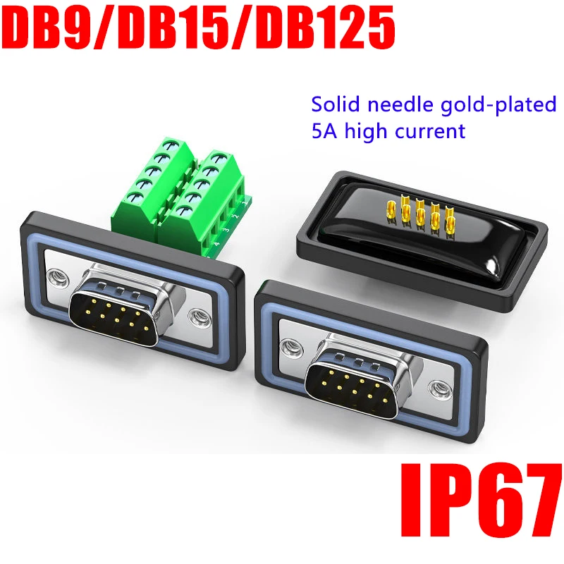 DB9/DB15/DB25Terminal Block 5A High Current Connector IP67  Serial Port Solderless Waterproof Connector 9-pin 232 Male/female