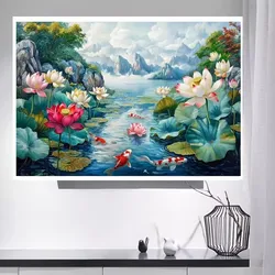 11CT 9CT Lotus Embroidery DIY Printed Kits Cross Stitch Thread Needlework Sets Home Decor Crafts