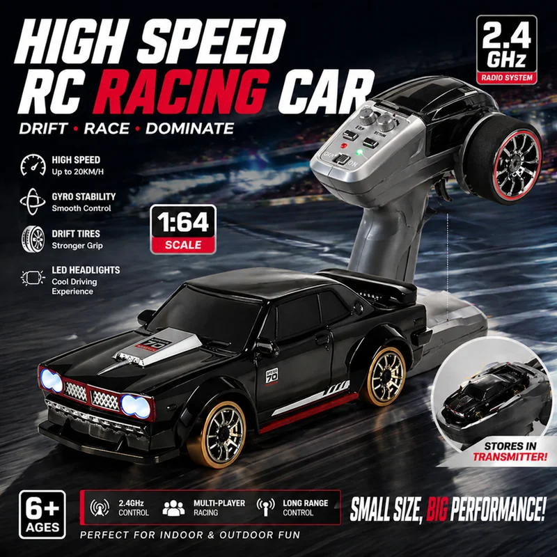 Feiyu RC Drift Car 1:64 4WD Full Proportional Gyroscope Professional Racing Hobby Car for Adults