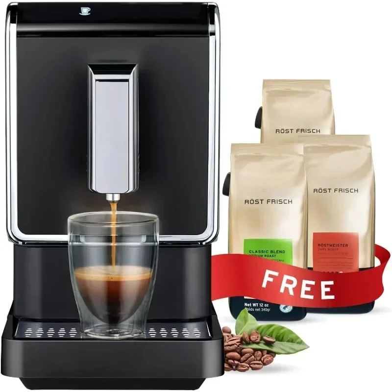 

Automatic Espresso and Coffee Maker Set Built-in Grinder Comes with 3 12 Oz Bags of Whole Bean Coffee Black