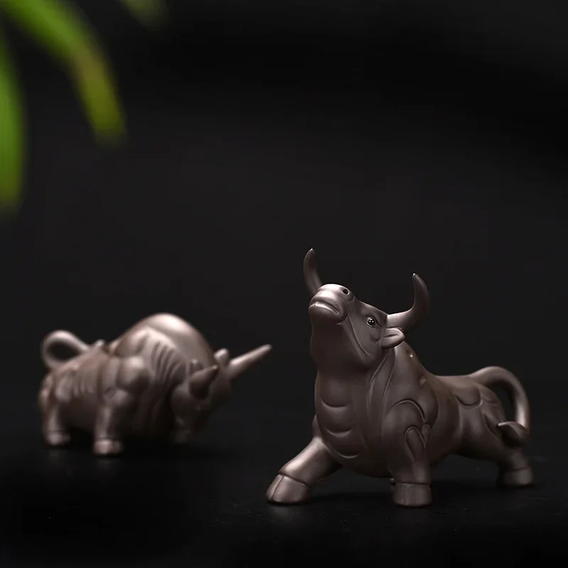 Yixing Purple Clay Tea Pet Bull Spirit Sky Zodiac Crafts Decoration Bullfighting Blessing Decoration Sculpture Tea Ceremony