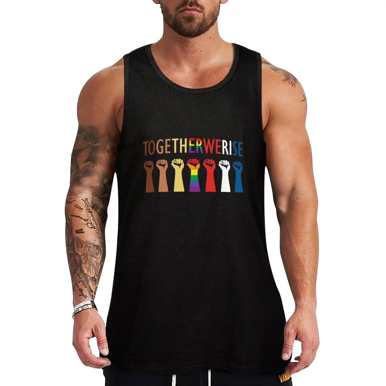 

Together We Rise Unity Design Tank Top sleeveless tshirts for men men gym t-shirt for men