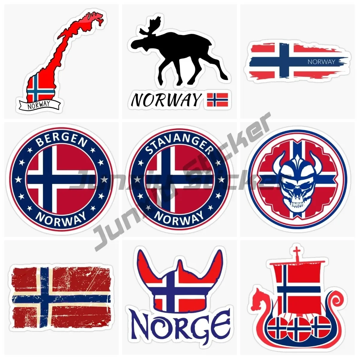 

Norway Flag Emblem Vinyl Pattern Car Stickers Skateboarding Waterproof Camping Vehicle JDM Decorative Stickers