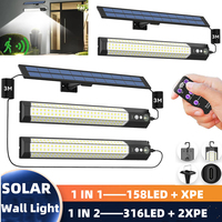 Solar Motion Sensor LED Wall Light Waterproof 158 316 LEDs/M 3 Modes Remote Control Camping Bar Balcony Garden Outdoor Lighting