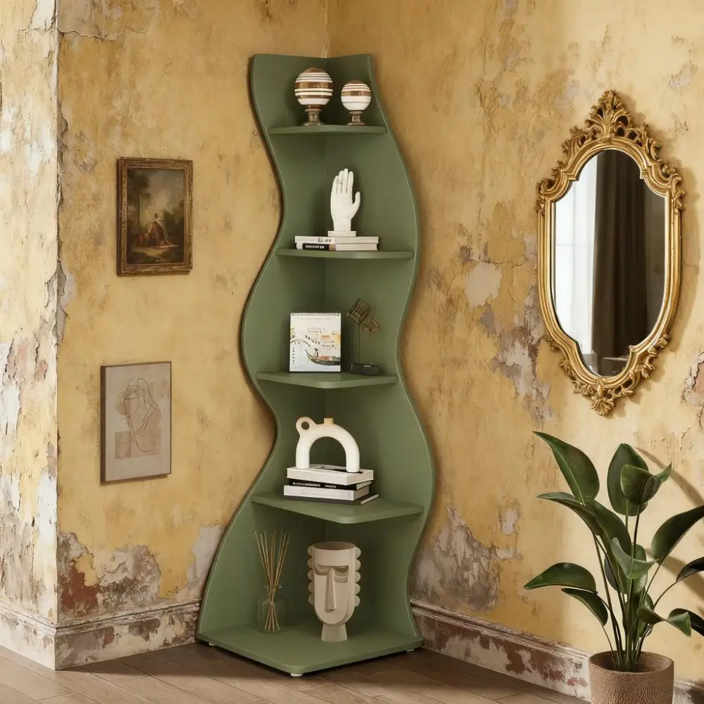 

5-Tier Wall Corner Bookshelf Corner Shelf Storage Rack Plant Stand