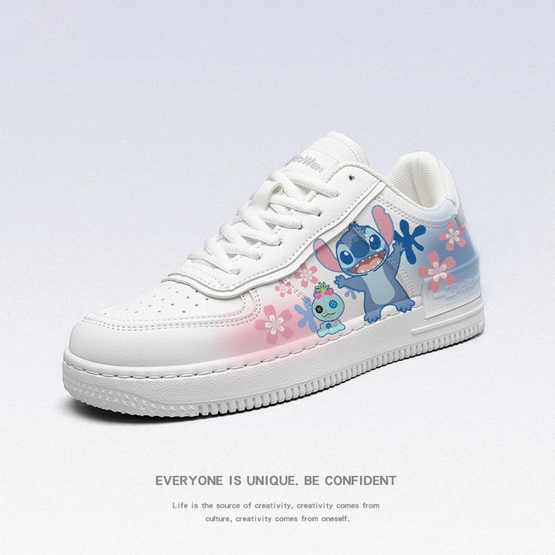Cartoon Stitch Schoenen voor volwassen meisjes Witte sneakers Student Casual platte schoenen Lage staat wandelschoenen Dames sneakers