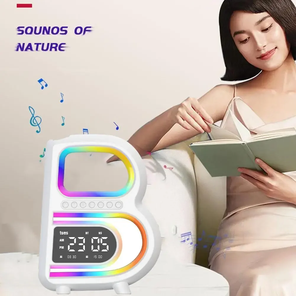 Nieuwe grote B-vorm multifunctionele Bluetooth-luidspreker Smart Music Rhythm Lighting Telefoon Draadloze oplader Ondersteuning TF-kaart AUX-ingang