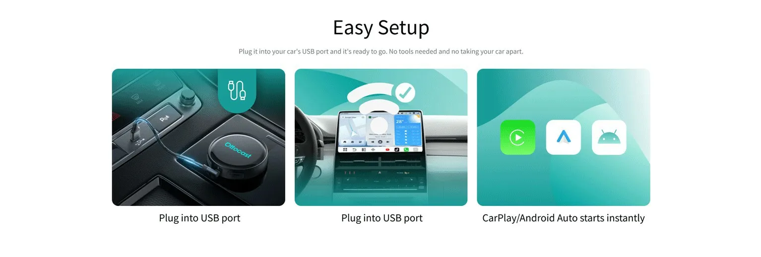 Ottocast Otto Aibox P3 Pro AI Box Wireless CarPlay Android Auto QCM 6225 HDMI YouTube Netflix Video für Benz VW Ford Toyota – Detail 7