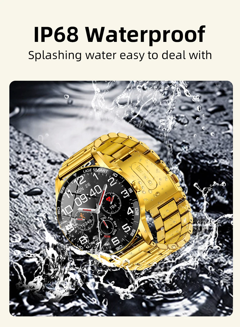LIGE 2026 New Smartwatch Men 1.38" HD Bluetooth Call Heart Rate Monitor Waterproof Sport Smart Watch Women For Android iOS Phone