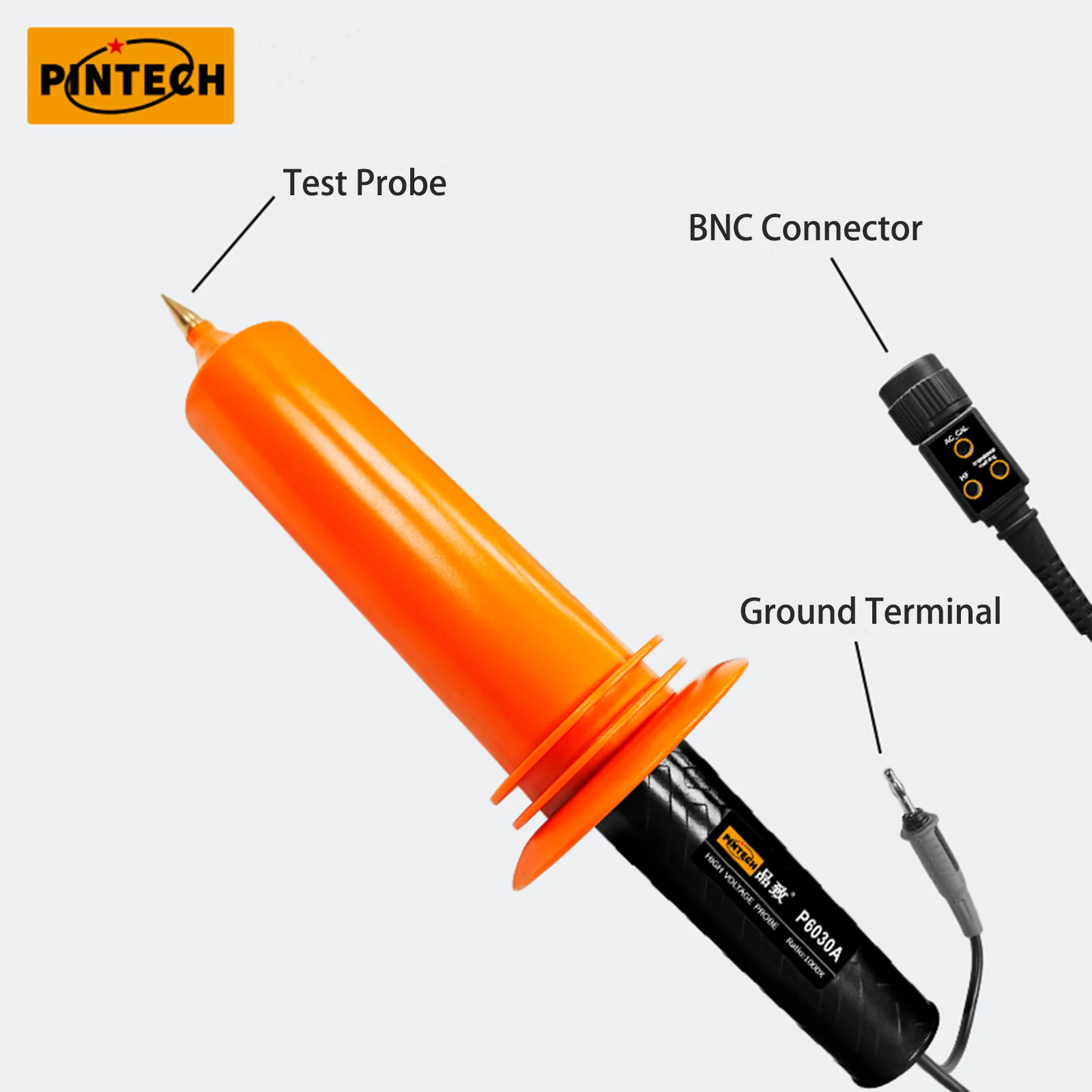 PINTECH P6030A High Voltage Probe for Oscilloscope, 30kV, 20MHz, 1000:1 Attenuation Rate, Oscope Probe with BNC Connector