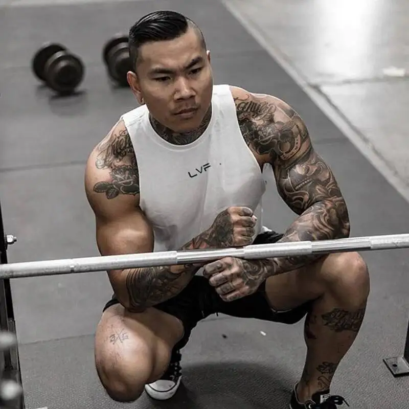 เสื้อกล้ามผู้ชายแบรนด์ Men S สำหรับฤดูร้อน ผ้าฝ้าย เสื้อแขนกุด ออกกำลังกาย ฟิตเนส ลำลอง เสื้อกีฬา วิ่ง ออกกำลังกาย