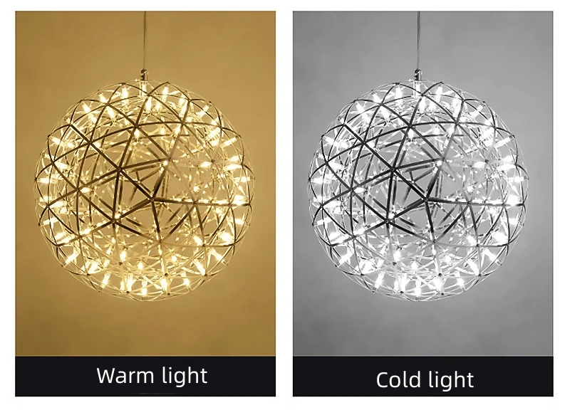 Industrial Spark Ball Pendant Light High End Designer Stainless Steel Dual Chip LED Loft Chandelier Required Cafe Bar Restaurant view 3