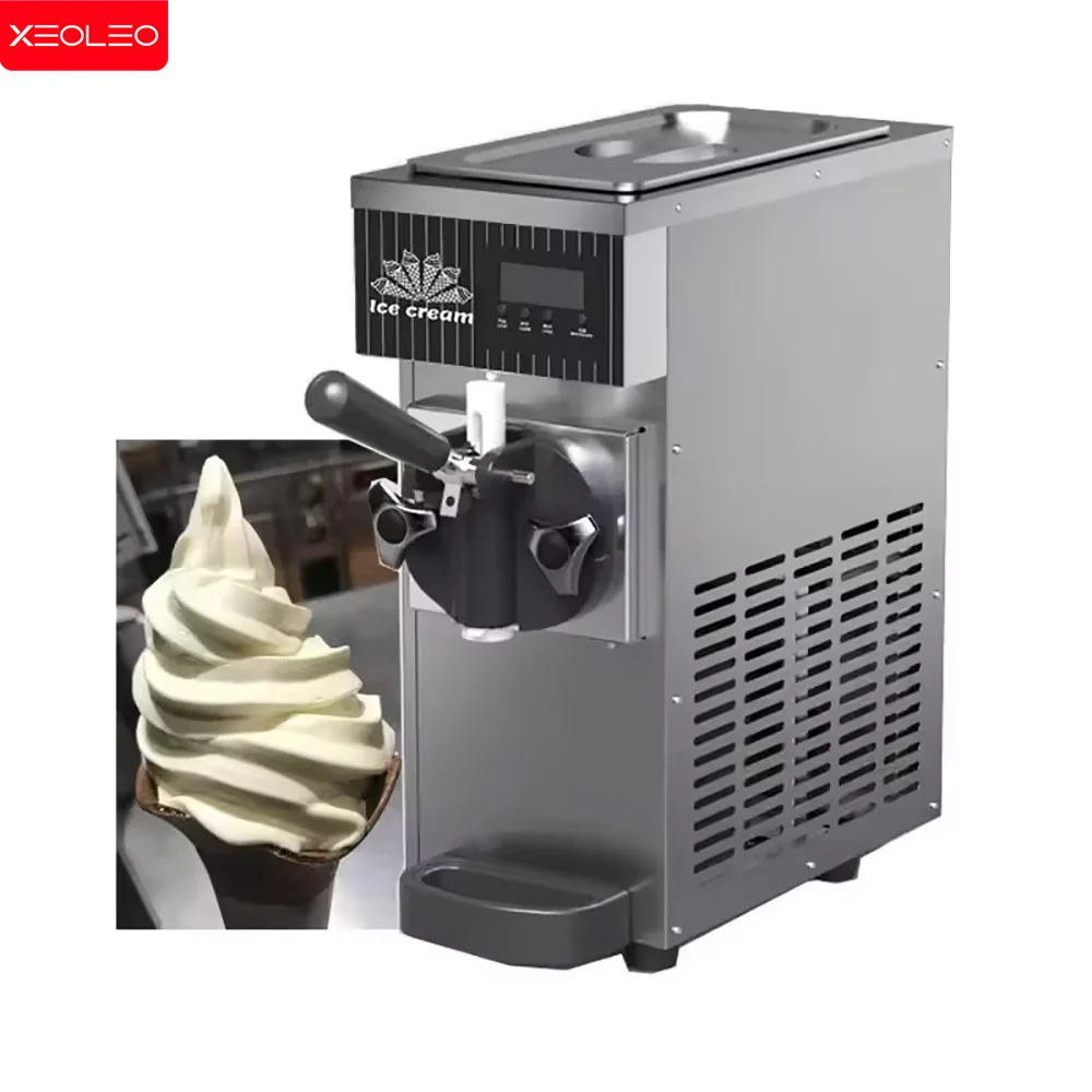 XEOLEO Commercial Soft Ice Cream Machine 450W  Desktop Ice Cream Maker Automatic 1 Flavor Soft Ice Machine