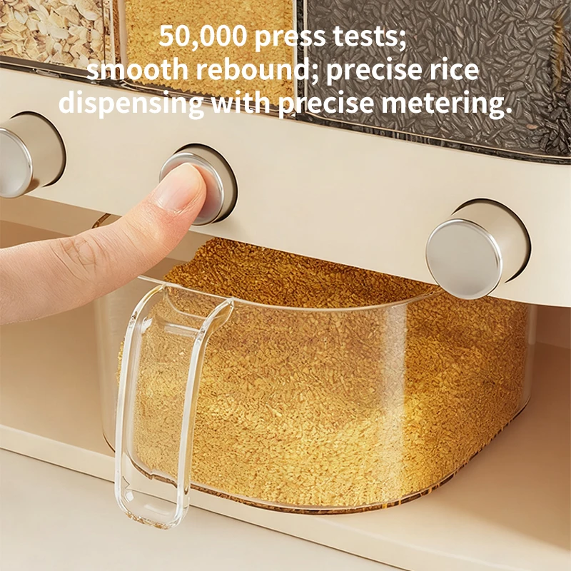 Top Rated Travel Multi Slot Grain Storage Container Airtight Lid Transparent Kitchen Cabinet Cereal Bean Holder