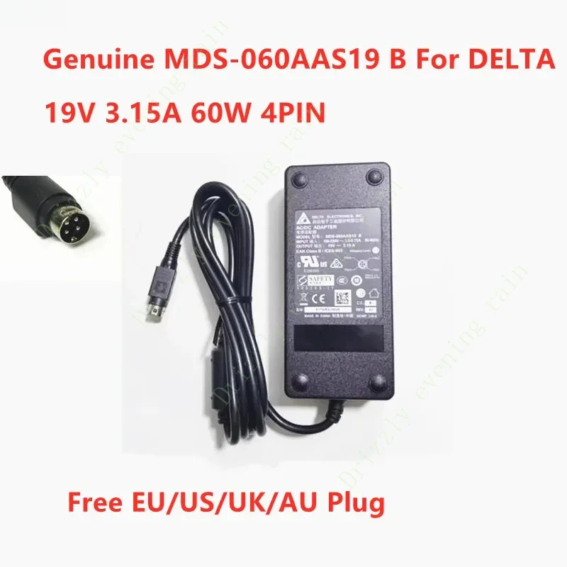 Genuine for DELTA MDS-060AAS19 B 19V 3.15A 60W 4PIN AC Adapter For Power Supply Charger