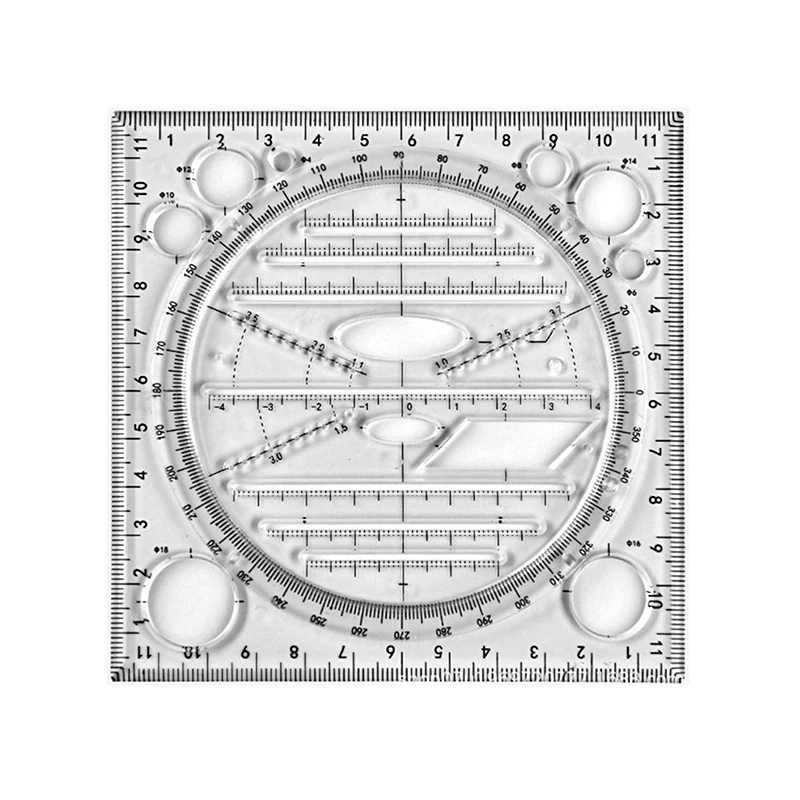 Multifunction Ruler Drawing Template Art Design Architect Stereo Geometry Circle Drafting Measuring Scale Kawaii Ruler