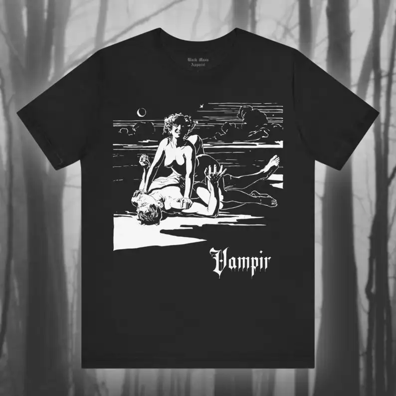 Vampir, Ernst Stohr Art, Vampire Shirt, Creepy T-shirt, Spooky Goth Tshirt, Female Vampyre, Dracula T shirt, Gothic Unisex Short