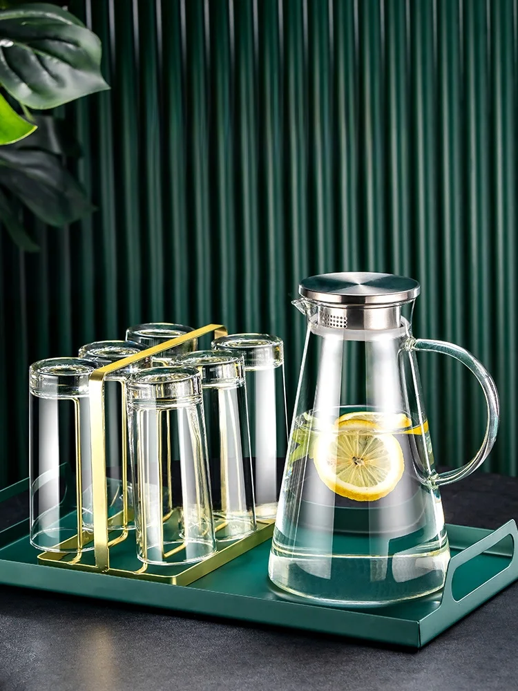 

Transparent Glass Cup Set for Home Living Room Drinking Milk Tea High Temperature Resistant Cup with Cup Holder Portable roun...