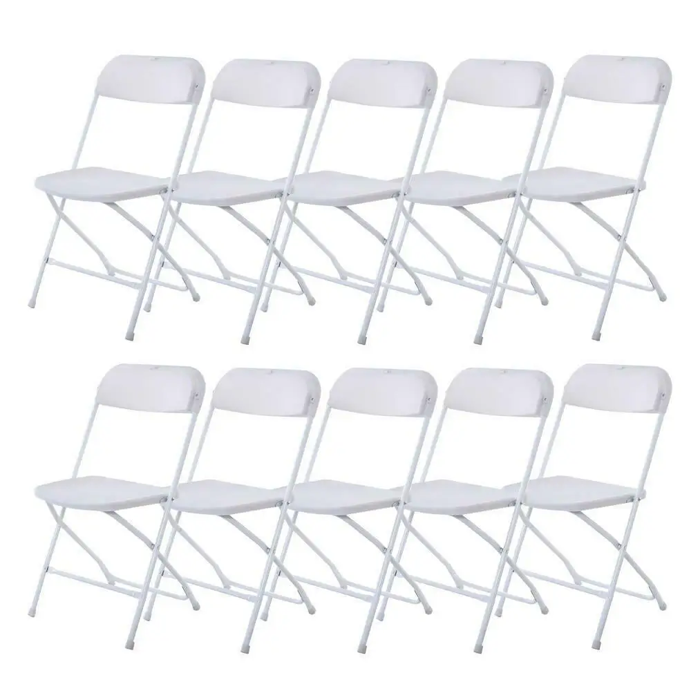 4/6/8/10/12/20Pcs Plastic Folding Chairs Stackable Wedding Party Camping Dining Seats, Home - White/Black