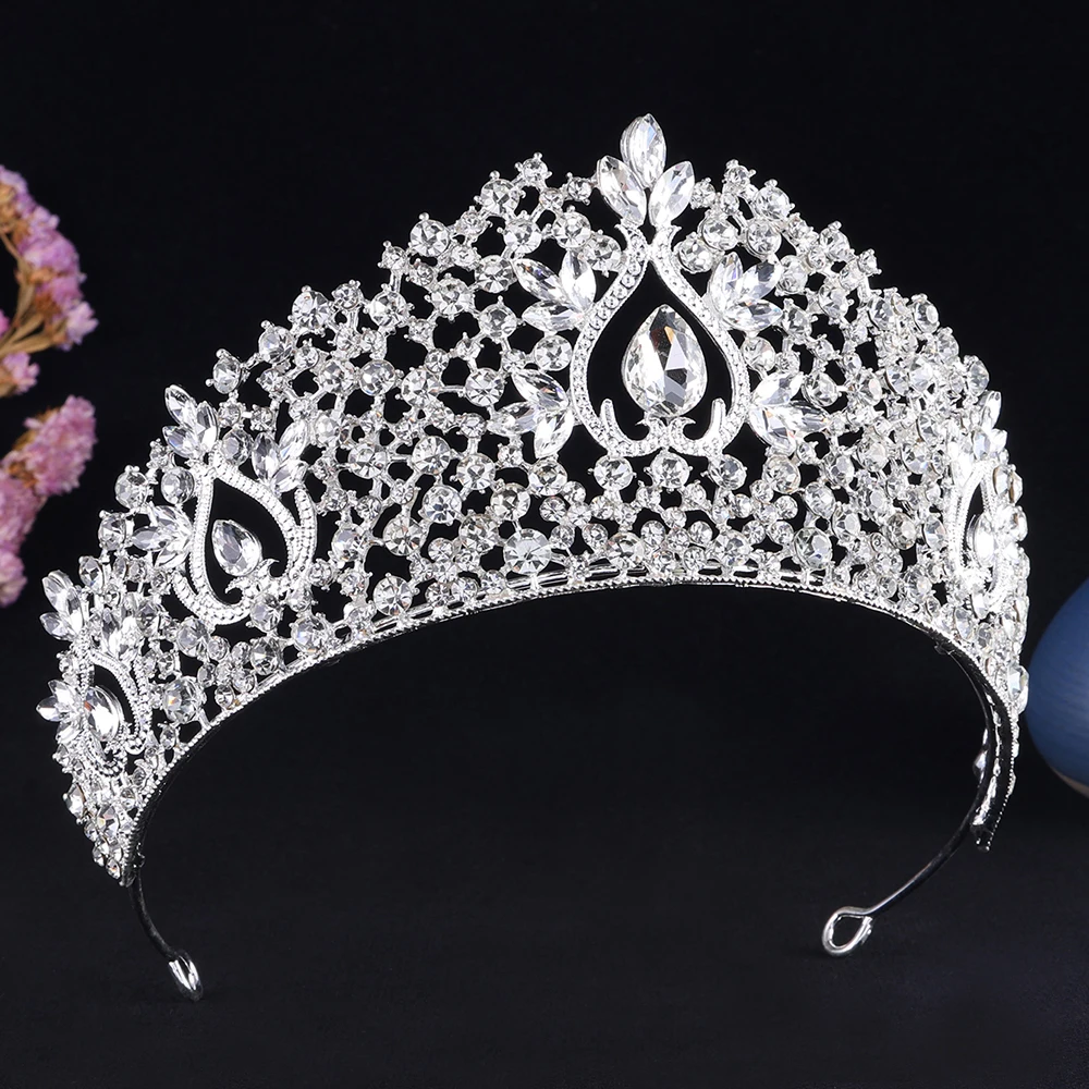 Upscale Crystal Gem Crown ornaments Fashionable Noble Banquet Wedding Women's hair accessories