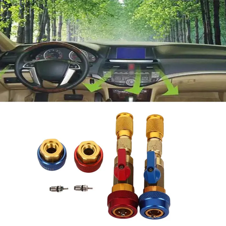

For Car Air Conditioning AC Valve Core Tool Valve Core Installer Yellow Silver Aluminum Alloy Material Brass Construction