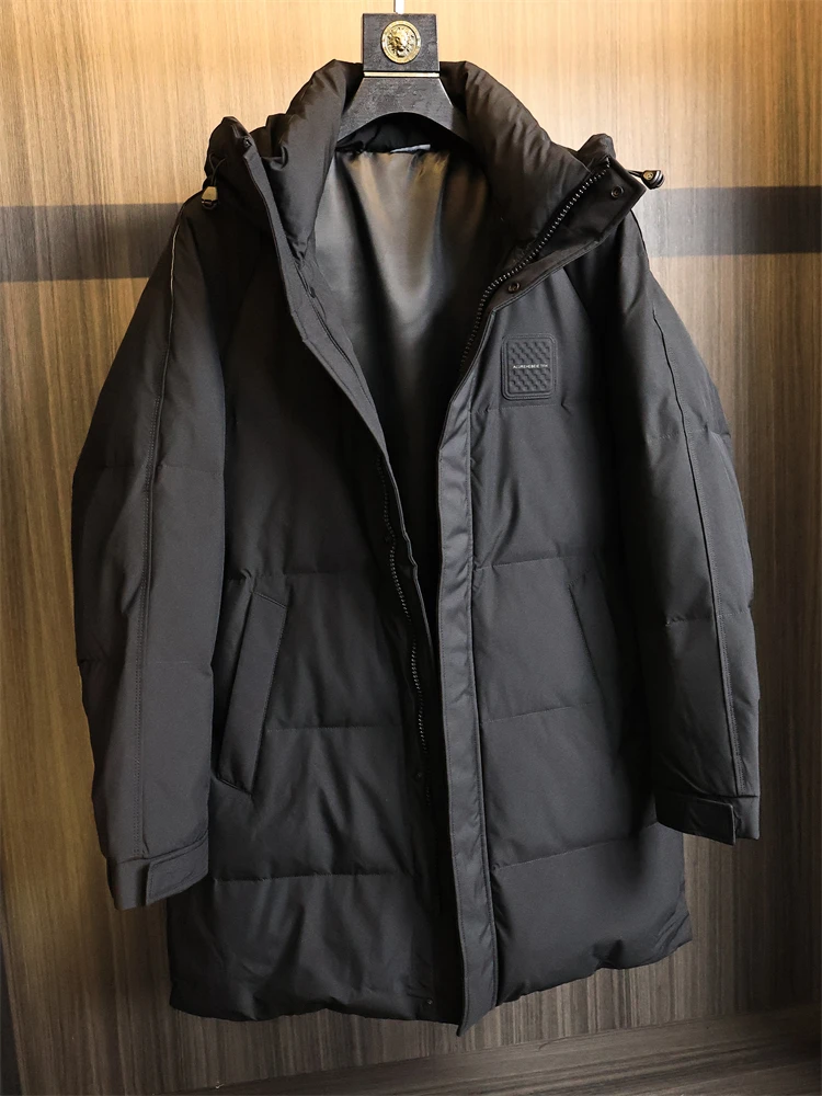 Hoge kwaliteit heren donsjack 85% vulling Four-Lo Velvet Warmth Outdoor Faion Urban Sle Polyestervezel Rits met capuchon