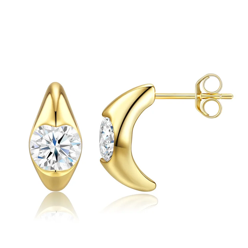 

ZFSILVER Fashion Trend Classic 925 Silver Color D Moissanite Golden Letter C Earring Charm Women Accessories Jewelry Gift E17675