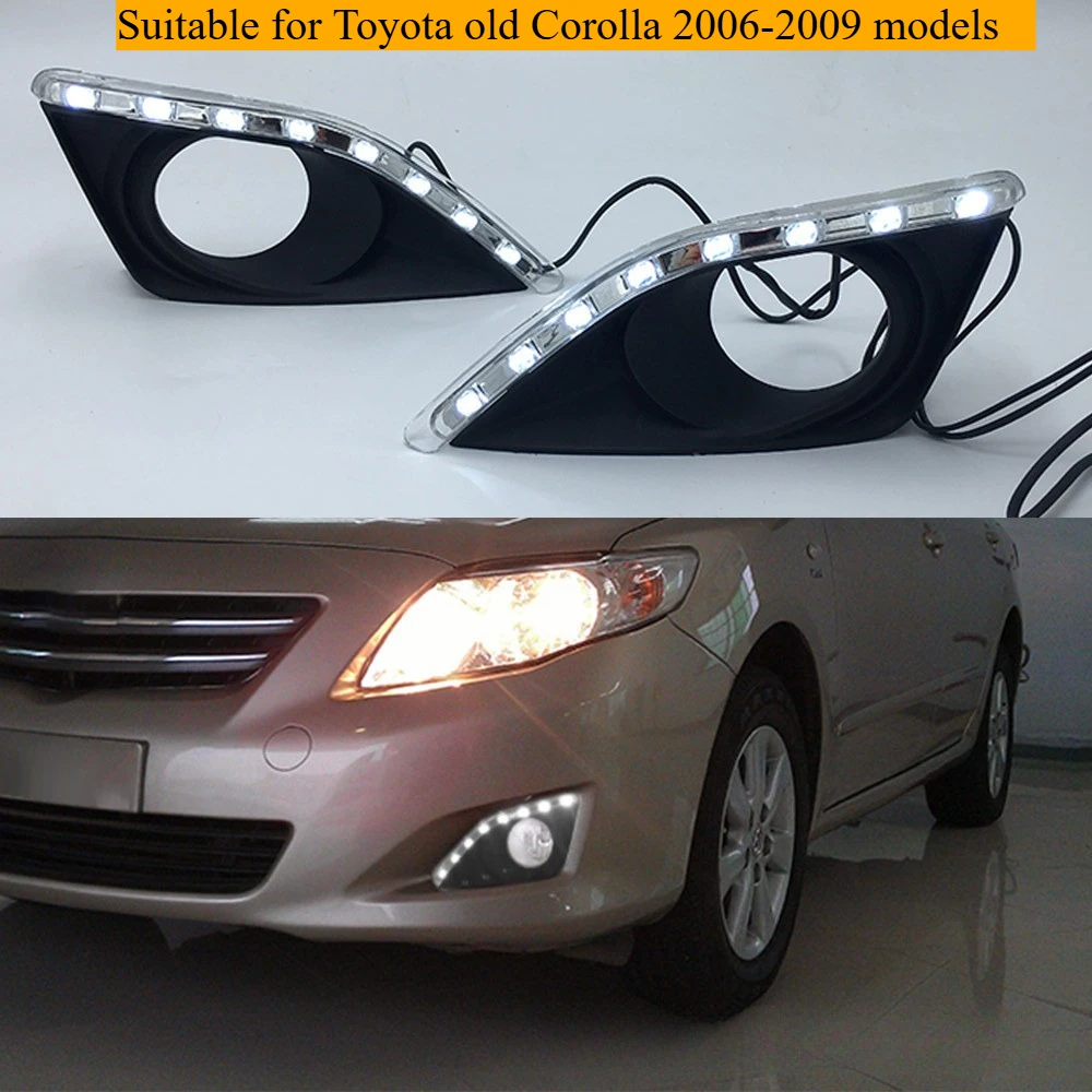 

Подходит для Toyota Old Corolla 2006-2009, дневные ходовые огни, светодиодные дневные ходовые огни, передняя панель, противотуманные фары