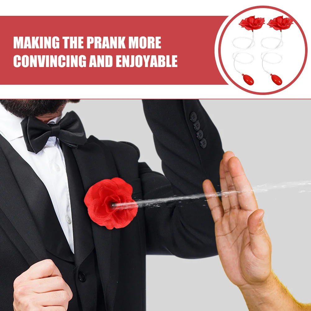ดอกไม้ฉีดน้ำสีแดงเหมือนจริง 2 ชิ้น สำหรับงานเลี้ยงวันเอพริลฟูลส์ ฮาโลวีน งานแต่งงาน เด็ก ผู้ใหญ่ ของเล่นตลก ของขวัญ ใช้ซ้ำได้