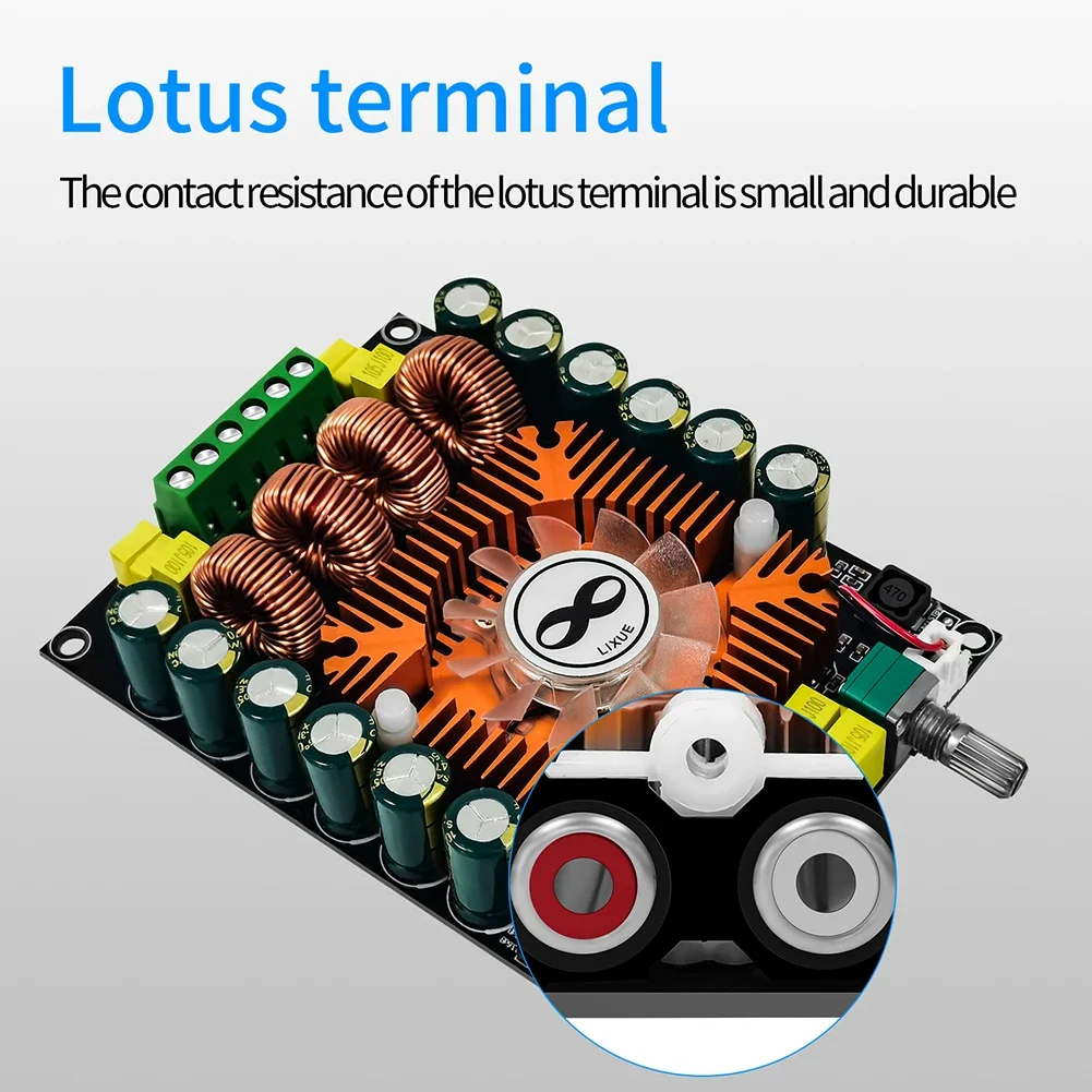 TDA7498E 2.0 Dual Channel HIFI Stereo Module 160Wx2 High Power Digital Power Amplifier Board Support BTL 220W With Cooling Fan