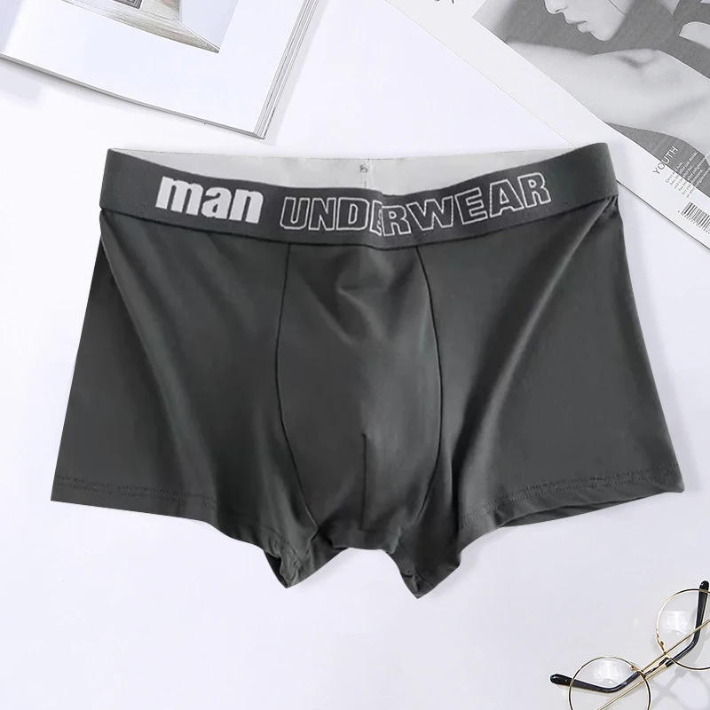 2024 New Men\'s Underwear Cotton Crotch Anti-Bacterial Loose Comfortable Large Size Youth Trend Breathable Mid-Waist Shorts Head