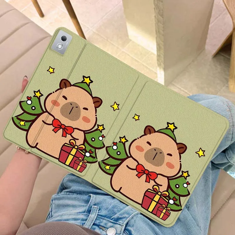 

Cartoon Capybara Santa Hat Tablet Case For Legion Xiaoxin Pad Y700 K10 M10 P11 K11 Pro Plus 10.6 11.5 Inch 2021 2023 2025
