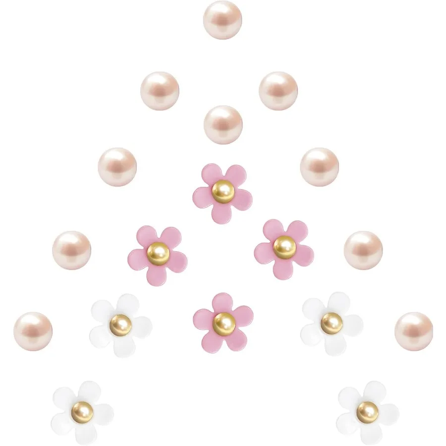 

Милые цветочные подвески для обуви для женщин, 18 шт., акриловые подвески в виде ромашки с украшением из жемчуга для девочек, сабо, подвески для украшения обуви