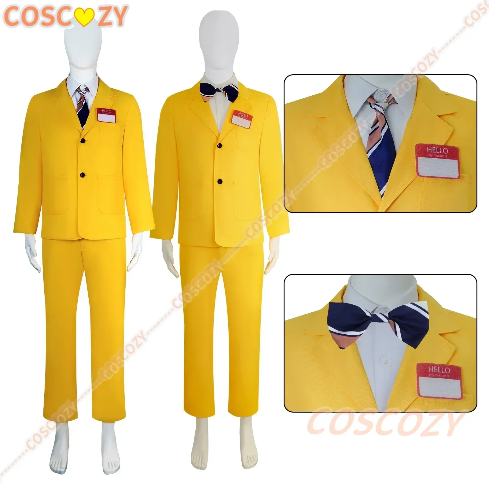 

CosplayBob Cosplay Costume Yellow Suit Uniform Coat Top Pants Full Set for Adult Men Boys Halloween Masquerade Outfit