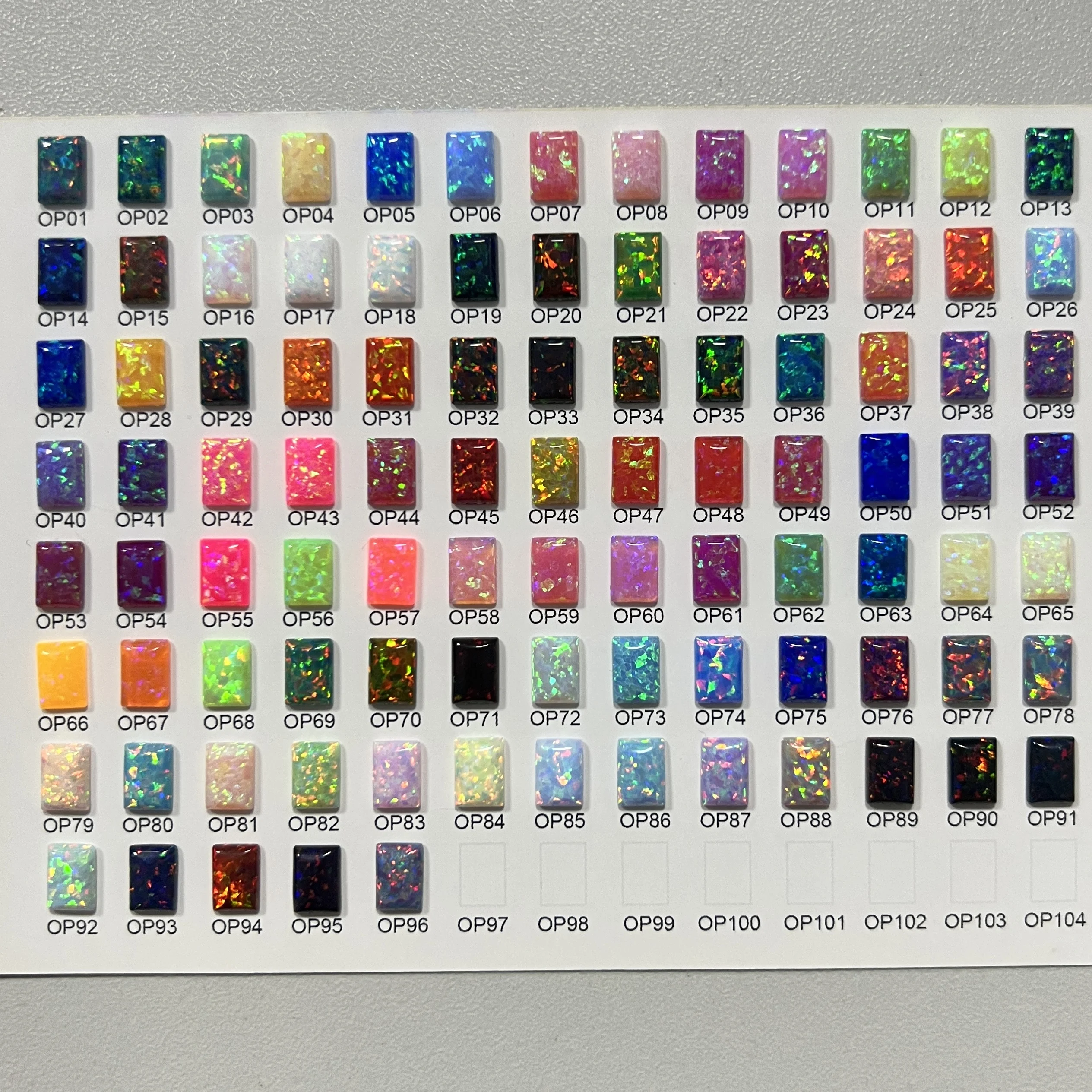 Opal Color Card 96 Colors Synthetic Opal Color Chart For Color selection