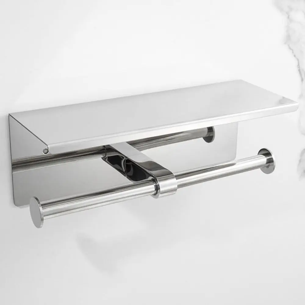 

With Tray Roll Paper Towel Holder Wall Mounted Corrosion Resistance Toilet Paper Holder Black/Silver Stainless Steel