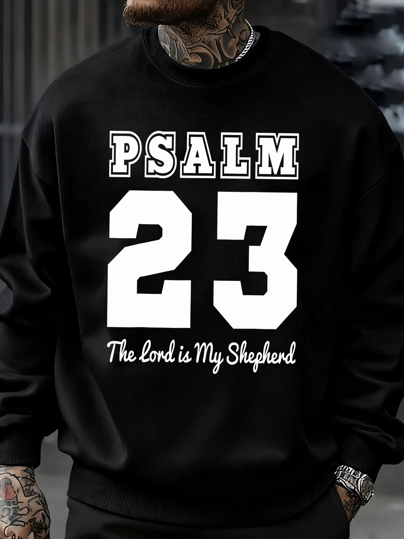 2026 Psalm Number 23 Design Pullovers Men'S Fashion Fleece Sportswear Autumn Crewneck Sweatshirt Oversize Comfortable Clothing