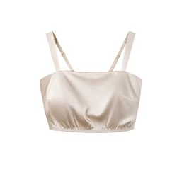 Women Mulberry Silk Tube Top,Spring Summer Pads Thin Cup Bras,Adjustable Strap,Wire Free,Tank Tops