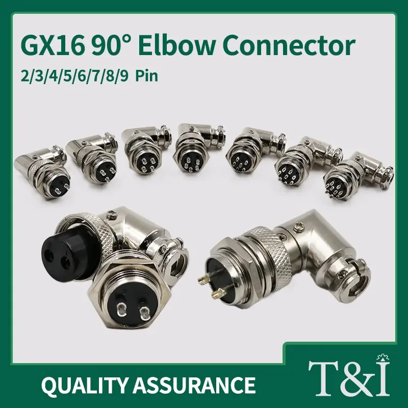 

5/10 Sets GX16 90º Elbow Connector Aviation Waterproof Right-Angle Right-wing Plug Male & Female 2/3/4/5/6/7/8/9PIN Socket Bend