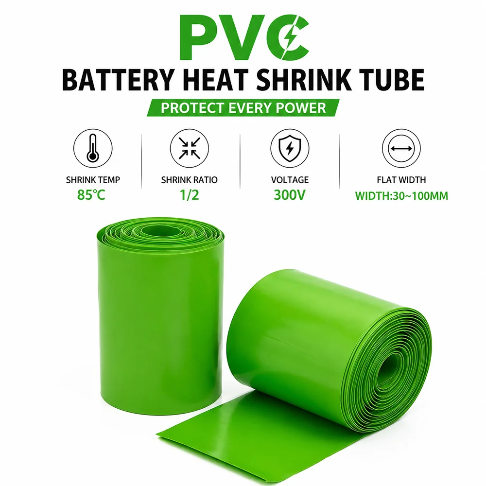 Green PVC Heat Shrink Tubing Wide 30-100mm Flame retardant/sealed/small electronic product circuit insulation sleeve