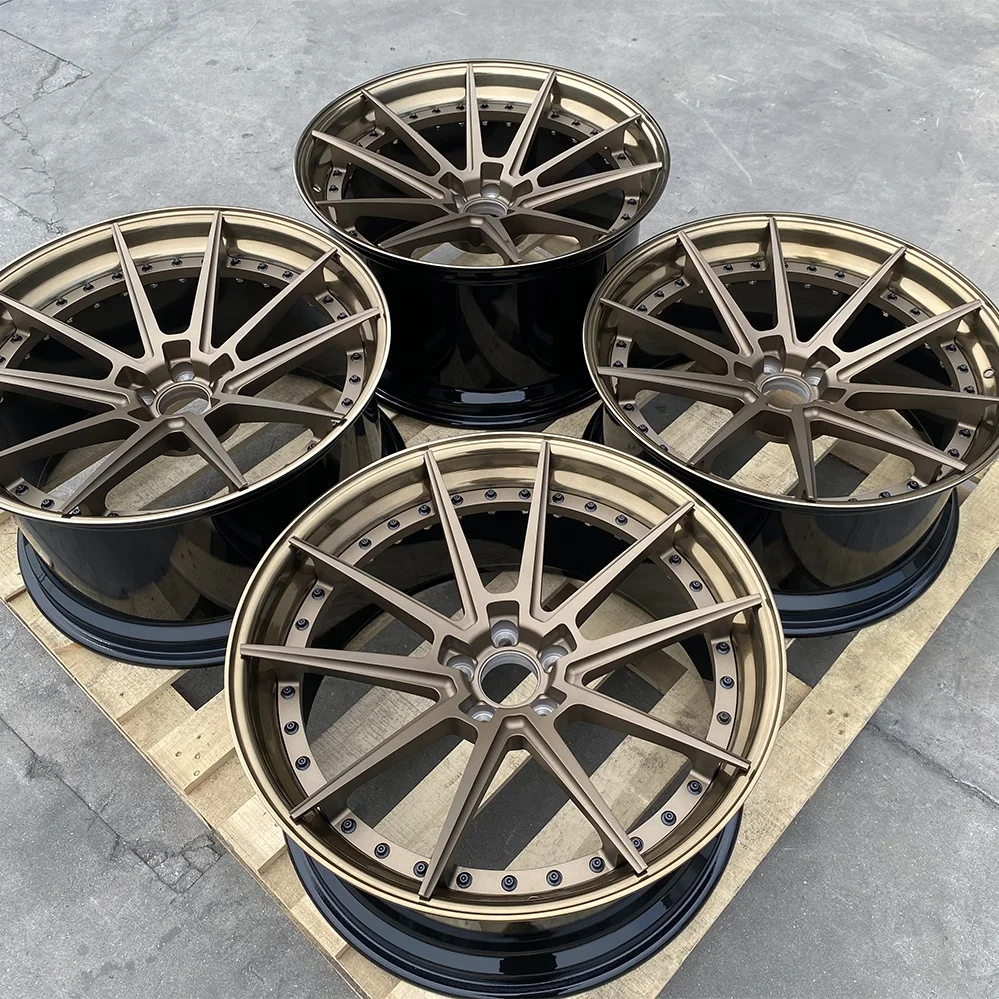 forged racing car wheels 20 21 22 24 26 inch custom brushed bronze lip  rims 5x112 5x120 2 piece wheels