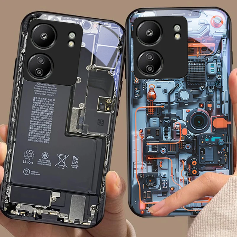 New circuit board For Xiaomi Redmi 13C Note13 12 Pro Plus 5G Note 9 13T Pro POCO X6 F5 F6 Black tempered glass phone case