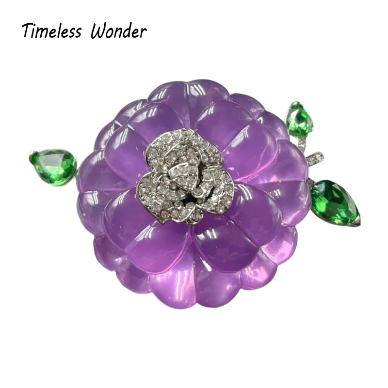 Timeless Wonder Fancy Zircon Glass Floral Brooch Pins for Women Designer Jewelry Runway Rare Luxury Gift Vintage 1381