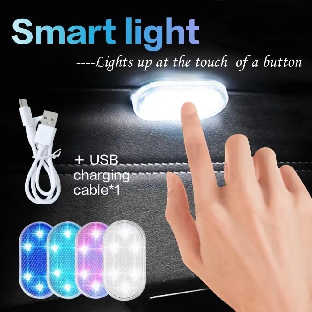Luz de techo Interior de coche con Sensor táctil, Mini lámpara LED de lectura, imanes de techo, lámpara de ambiente de carga USB