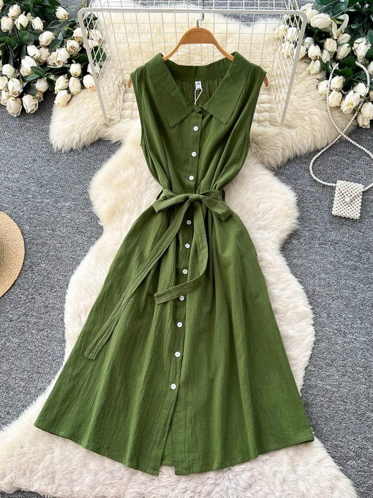 

Ретро-платье Svel Dr для женщин, летнее, с завышенной талией, облегающее, белое, А-силуэт, миди, в корейском стиле, для повседневной носки, из полиэфирного волокна