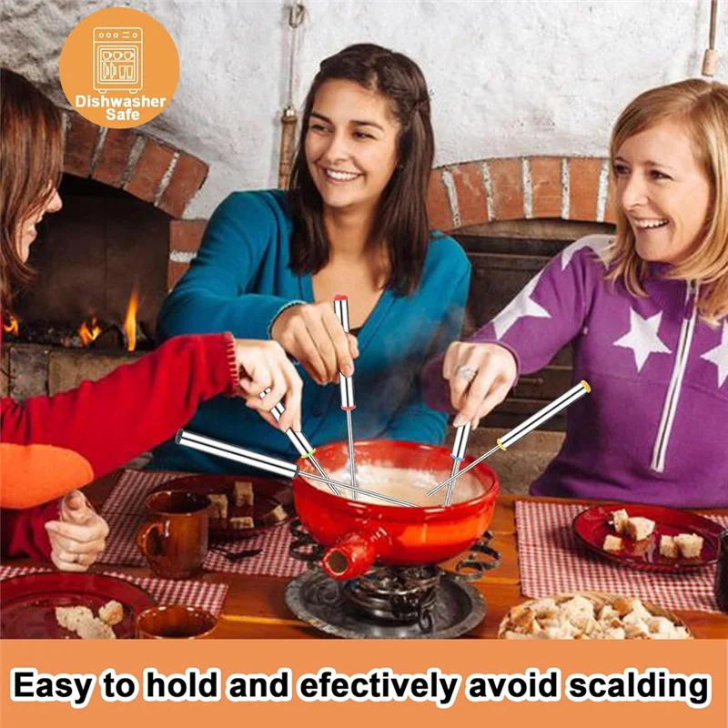 

COSW-Fondue Fork With Heat Resistanthandle For Cheese Chocolate Toasted Marshmallow Dessert Meat