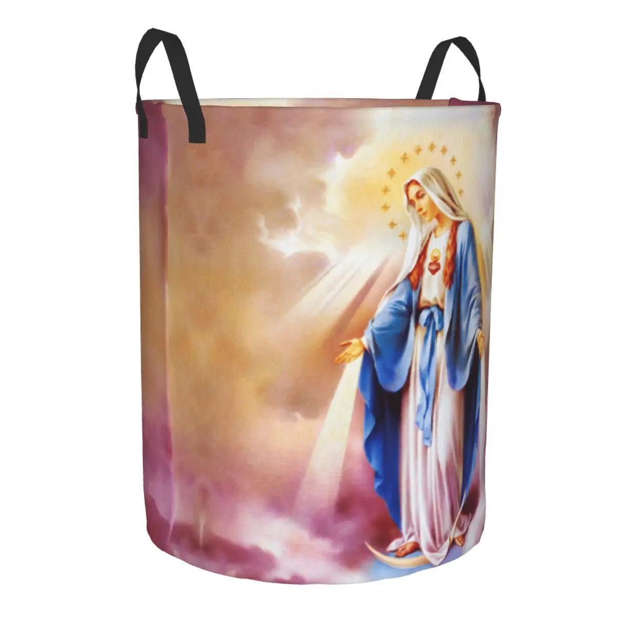 Custom Catholic Virgin Mary Laundry Hamper Large Storage Basket Our Lady of Guadalupe Girls Boys Toy Organizer