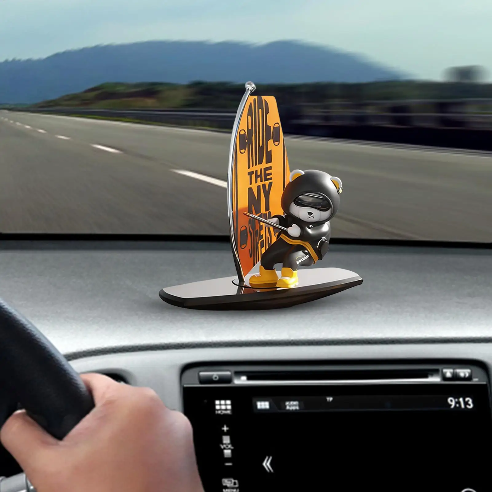 

Забавные фигурки для приборной панели: качающийся медведь-сёрфер, статуэтка животного для центральной консоли автомобиля, украшения для грузовиков, легковых автомобилей, внедорожников
