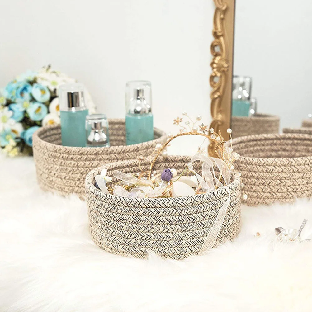 

Woven Storage Basket Cotton Rope Baskets Decorative Tidy Multi Function Household Sundries Makeup Container Fake Flower
